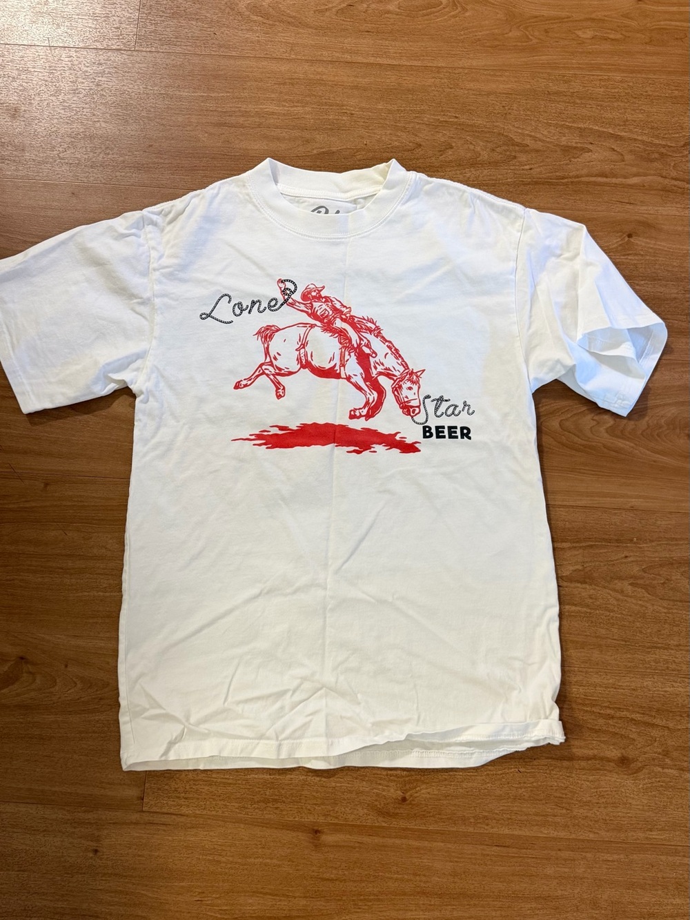 White Lone Star Beer Graphic T-Shirt